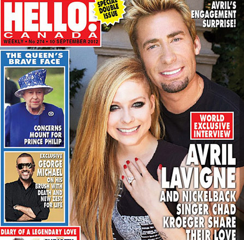 Avril Lavigne and Chad Kroeger announced their engagement on the cover of Hello magazine.