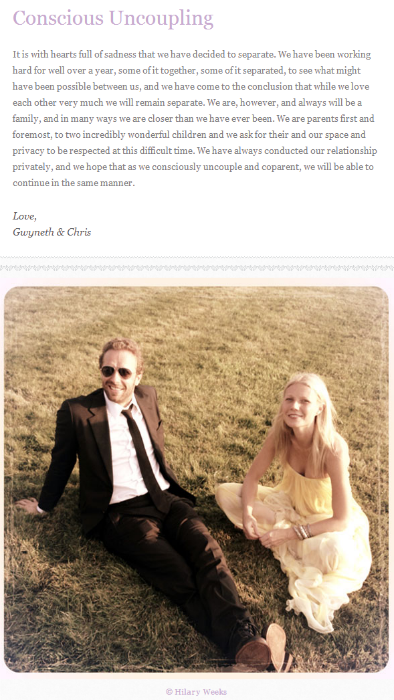Gwyneth Paltrow and Chris Martin separate