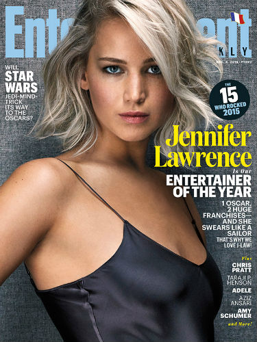 Jennifer Lawrence has been named the 2015 Entertainer of the Year by EW.
